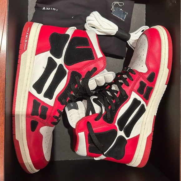 AMIRI Skeleton high top shoes sneaker streetwear red and black Amiri shoes - Picture 5 of 12